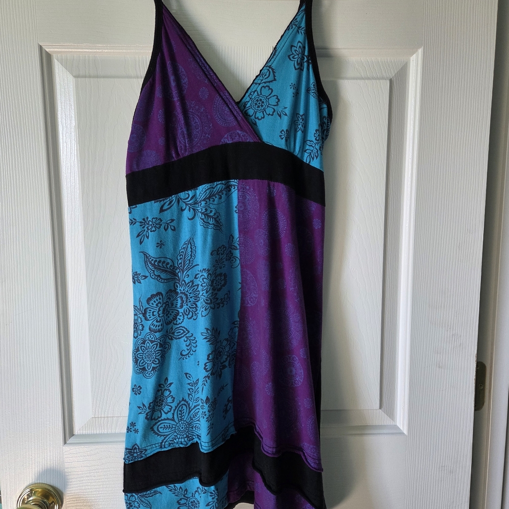 Vibrant Purple and Blue Floral Dress